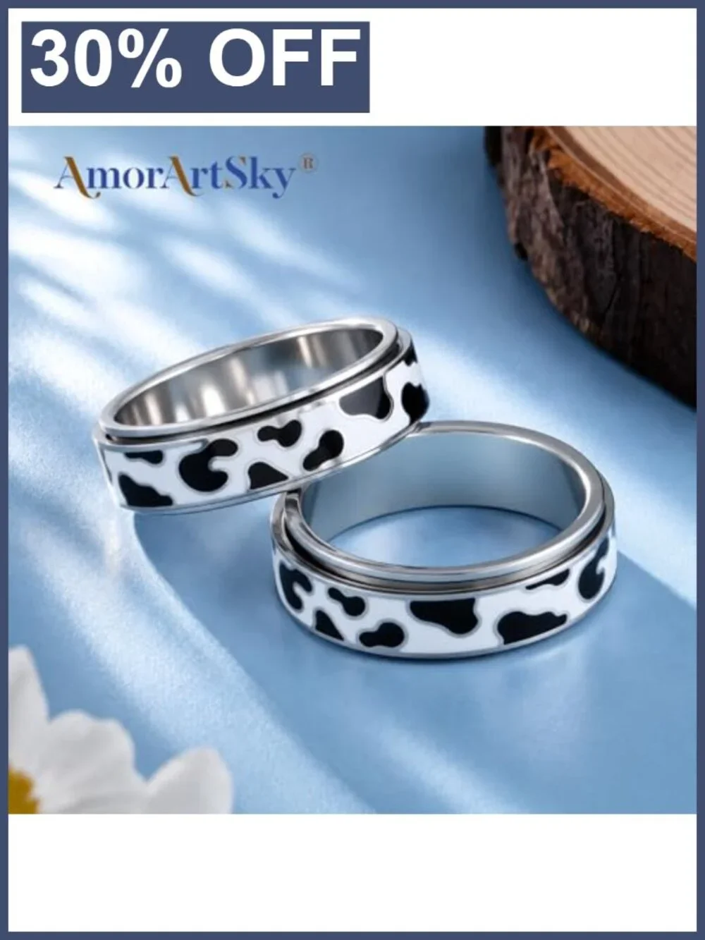 18K Gold Plated Stainless Steel Fidget Spinner Ring Anxiety Relief